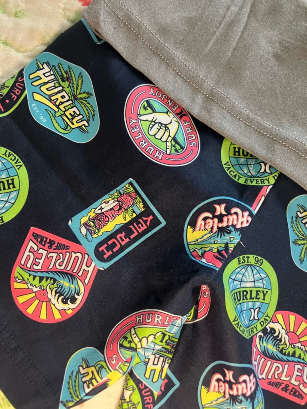Hurley Navy & Teal UPF 50+ Swim Rash Sleeve Detail - Picture 5 of 5